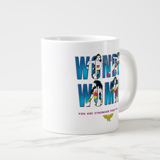 女疑問に思「君は君より強い信じ」 ジャンボコーヒーマグカップ (正面右)