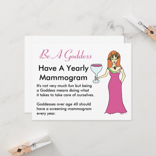 女神があって下さい、マンモグラムのワインの女神BCAを持って下さい カード (正面/裏面インサイチュ)