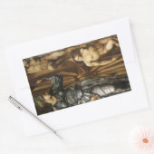 女神が運の歯車を回す（バーヌ・ジョーンズ） 長方形シール (封筒)