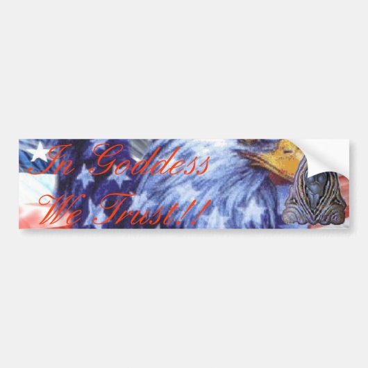 女神で私達は信頼します!! バンパーステッカー (正面)