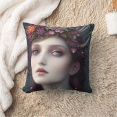 女神の冬のファンタジーフローラポートレート クッション (ブランケット)