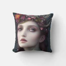 女神の冬のファンタジーフローラポートレート クッション