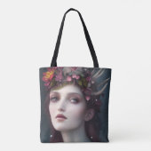 女神の冬のファンタジーフローラポートレート トートバッグ (裏面)