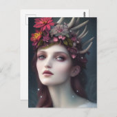 女神の冬のファンタジーフローラポートレート ポストカード (正面/裏面)