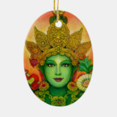 女神の緑のタラの顔のオーナメント セラミックオーナメント (裏面)