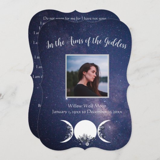 女神の葬式カード異教のの手に 招待状 (正面/裏面)