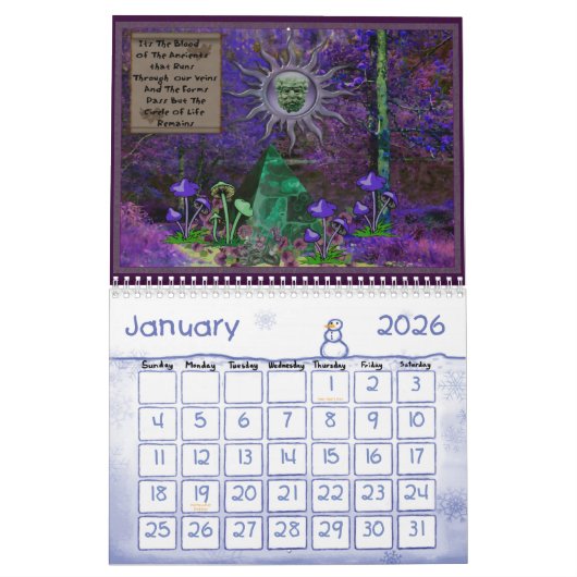 女神の12か月 カレンダー (1月 2026)