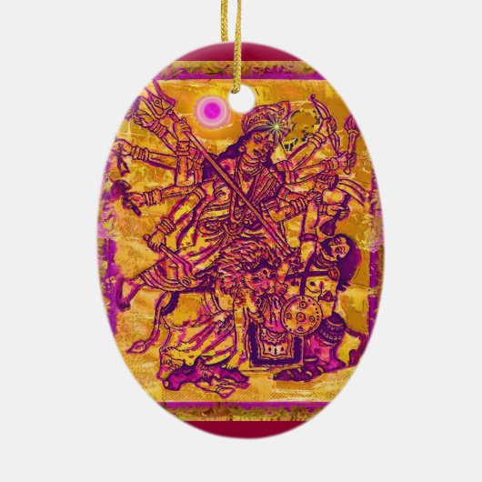 女神のDurgaの楕円形のオーナメント セラミックオーナメント (裏面)