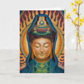 女神のKuanのインの炎 カード (黄色い花)