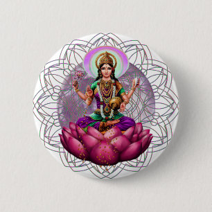 女神のLakshmiの曼荼羅 缶バッジ