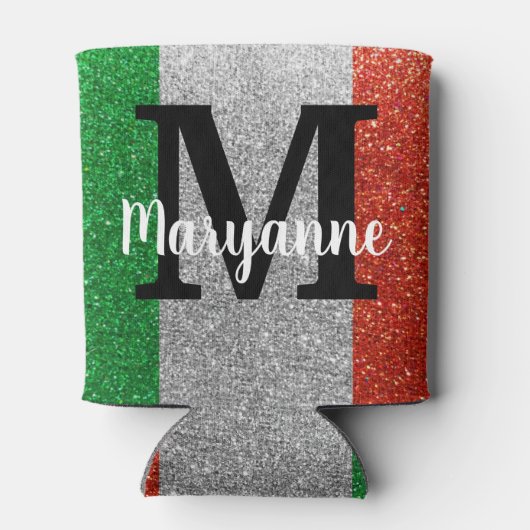 女神イタリアングリッターイタリア国旗の色誕生日 缶クーラー (裏面)