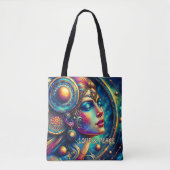 女神カラフルヘッドラウンドジュエリーマーチ –  トートバッグ (正面)