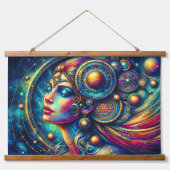 女神カラフルヘッドラウンドジュエリーマーチVibe - 吊り下げ型タペストリー (正面)