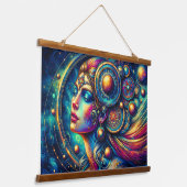 女神カラフルヘッドラウンドジュエリーマーチVibe - 吊り下げ型タペストリー (傾斜あり)