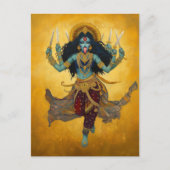 女神カリ surreal gold 青 赤 アート ポストカード (正面)