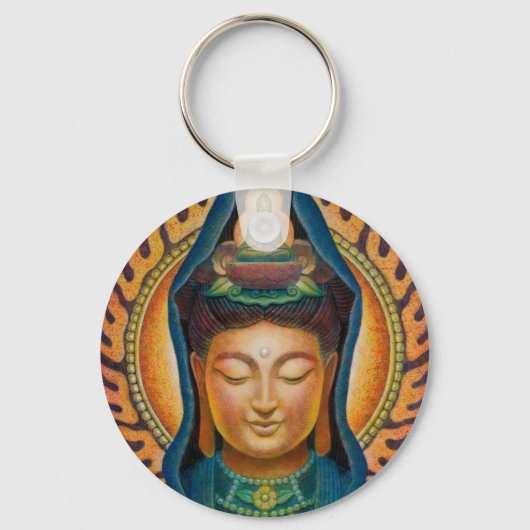 女神クアンインの炎 キーホルダー (正面)