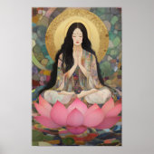 女神クアンインアートプリント:抽象芸術モザイクロータス ポスター (正面)