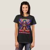 女神サイケデリックレインボー瞑想アート Tシャツ (正面フル)