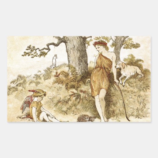 女神ダイアナ 長方形シール (正面)