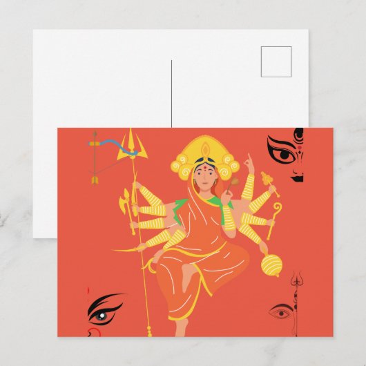女神ドゥルガ ポストカード (正面/裏面)