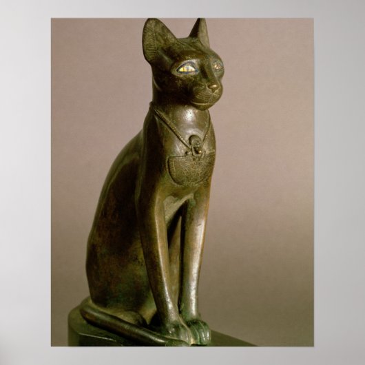 女神バステットを代表する猫の彫像 ポスター (正面)