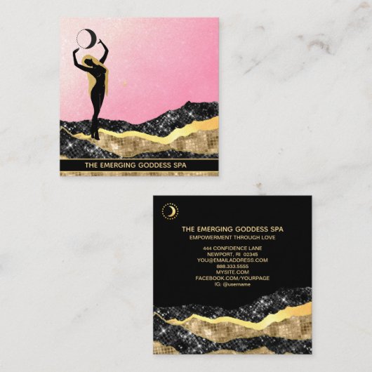 *~*女神ピンクグラデーショングリッターコズミックムーン スクエア名刺 (正面/裏面)