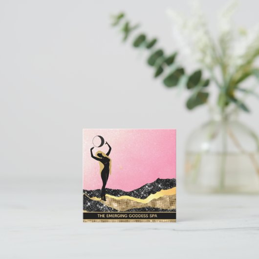 *~*女神ピンクグラデーショングリッターコズミックムーン スクエア名刺 (スタンド正面)