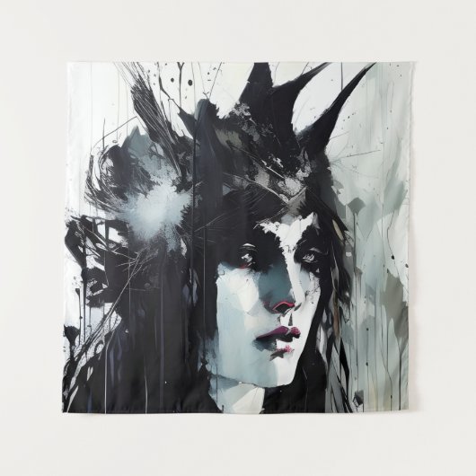 女神ブラックイ絵画ンク タペストリー (正面)