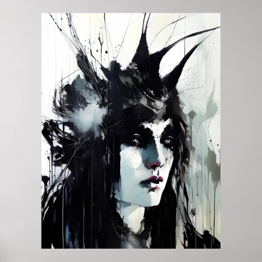 女神ブラックイ絵画ンク ポスター (正面)