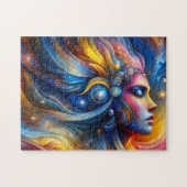 女神ヘッドコズミックヘア閉じた目6月 –  ジグソーパズル (横)