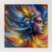 女神ヘッドコズミックヘア閉じた目6月 –  ジグソーパズル (縦)