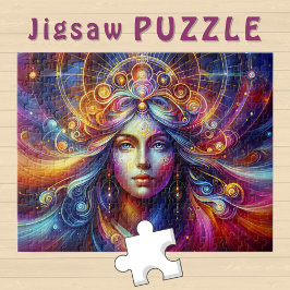 女神ヘッドゴールデンロックヘアブルーアイズオーロラ –  ジグソーパズル
