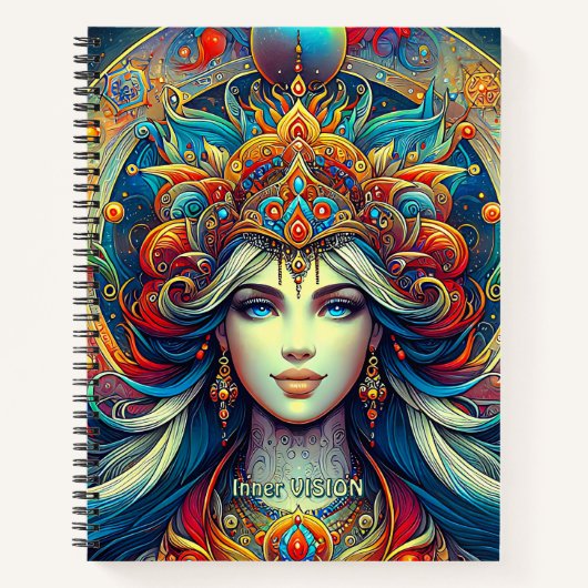 女神ヘッドフローターコイズヘア4月 –  ノートブック (正面)