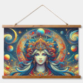 女神ヘッドフローターコイズヘア4月 –  吊り下げ型タペストリー (正面)