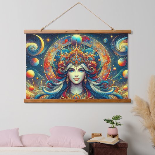 女神ヘッドフローターコイズヘア4月 –  吊り下げ型タペストリー (寝室)