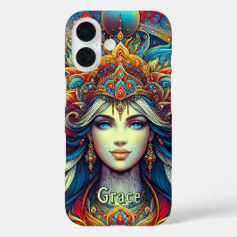 女神ヘッドフローターコイズヘア4月 –  iPhone 16ケース