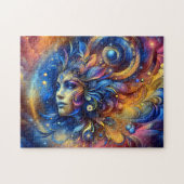 女神ヘッドブルーフェザーの髪威厳がある- ジグソーパズル (横)