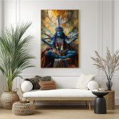 女神マアカリカラフル抽象芸術ヒンドゥーポートレート ポスター