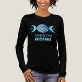 女神ライジングティール(緑がかった色)ブルー長袖ティー トライブレンドTシャツ (正面)