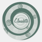 女神異教のらせん状グリーンパーソナライズされた ラウンドシール (正面)