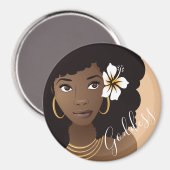 女神花の黒人女性 マグネット (正面/裏面)