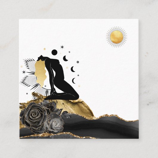 *~*女神黒髪金ゴールド月日 スクエア名刺 (正面)
