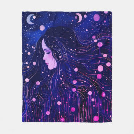 女神 月 星 空 フリースブランケット