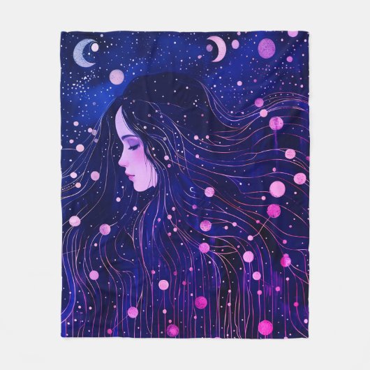 女神 月 星 空 フリースブランケット (正面)
