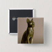 女神Bastetを表している猫の小像 缶バッジ (正面&裏面)