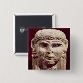 女神Ishtarの頭部、アンマンから、ヨルダン 缶バッジ (正面&裏面)