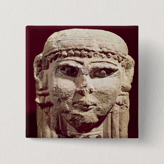 女神Ishtarの頭部、アンマンから、ヨルダン 缶バッジ (正面)