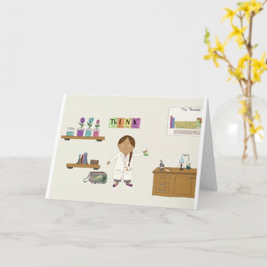 女科学者 カード (黄色い花)