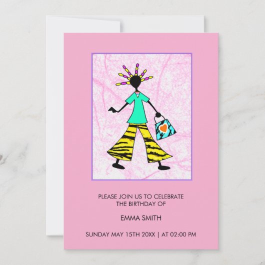 女素晴らしのエレガント誕生日 招待状 (正面)