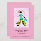 女素晴らしのエレガント誕生日 招待状 (正面/裏面)